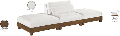 Kira 120" Cream Chenille Fabric Upholstered Sofa, 3-Piece (Style 2)