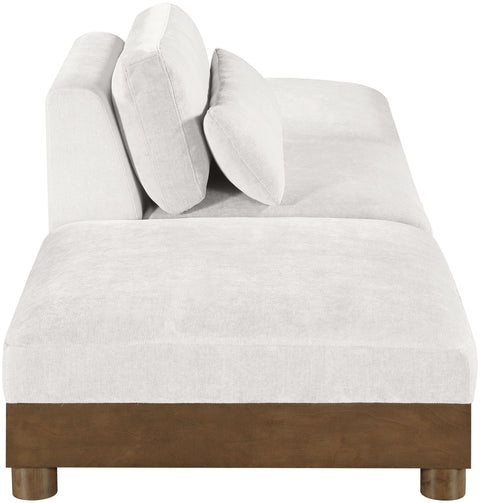 Kira 120" Cream Chenille Fabric Upholstered Sofa, 3-Piece (Style 2)