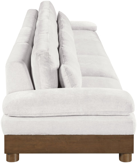 Kira 175.5" Cream Chenille Fabric Upholstered Sofa, 4-Piece