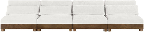 Kira 160" Cream Chenille Fabric Upholstered Sofa, 4-Piece