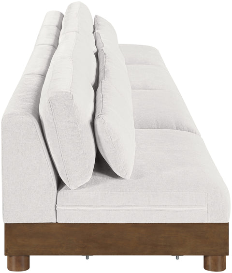 Kira 160" Cream Chenille Fabric Upholstered Sofa, 4-Piece