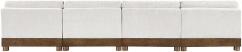Kira 160" Cream Chenille Fabric Upholstered Sofa, 4-Piece