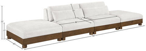 Kira 160" Cream Chenille Fabric Upholstered Sofa, 4-Piece (Style 2)