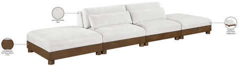 Kira 160" Cream Chenille Fabric Upholstered Sofa, 4-Piece (Style 2)