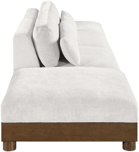 Kira 160" Cream Chenille Fabric Upholstered Sofa, 4-Piece (Style 2)