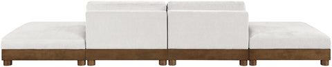 Kira 160" Cream Chenille Fabric Upholstered Sofa, 4-Piece (Style 2)