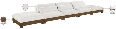 Kira 200" Cream Chenille Fabric Upholstered Sofa, 5-Piece