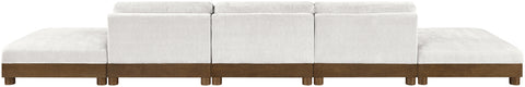 Kira 200" Cream Chenille Fabric Upholstered Sofa, 5-Piece