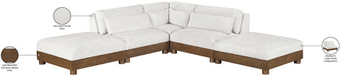 Kira 120" Cream Chenille Fabric Upholstered Sectional, 5-Piece (Style 2)