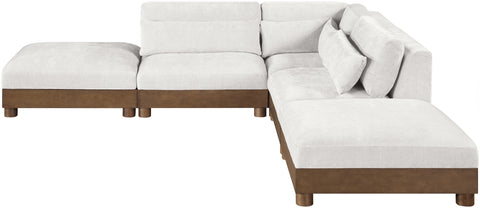 Kira 120" Cream Chenille Fabric Upholstered Sectional, 5-Piece (Style 2)