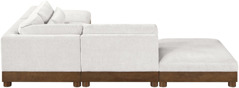 Kira 120" Cream Chenille Fabric Upholstered Sectional, 5-Piece (Style 2)