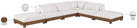Kira 160" Cream Chenille Fabric Upholstered Sectional, 6-Piece
