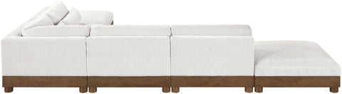 Kira 160" Cream Chenille Fabric Upholstered Sectional, 6-Piece
