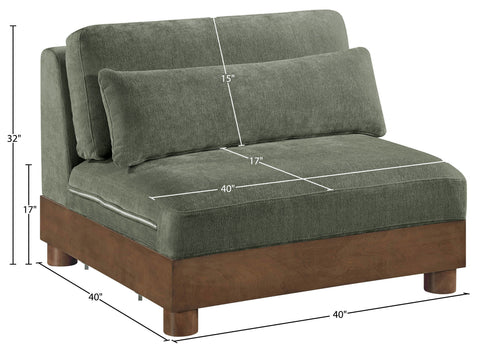 Kira Green Chenille Fabric Upholstered Armless Chair, 1 Piece
