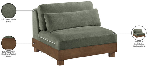Kira Green Chenille Fabric Upholstered Armless Chair, 1 Piece