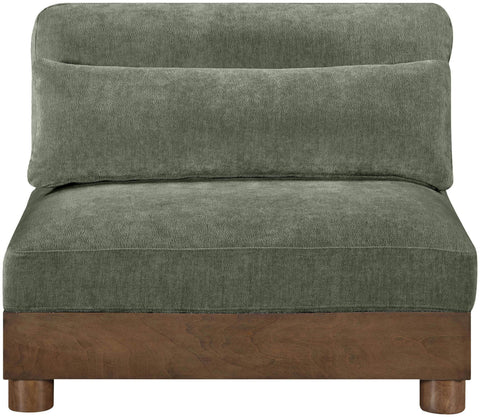 Kira Green Chenille Fabric Upholstered Armless Chair, 1 Piece