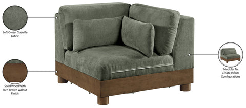 Kira Green Chenille Fabric Upholstered Corner Chair, 1 Piece