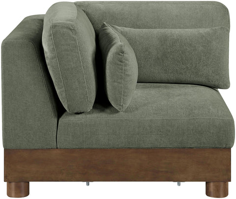 Kira Green Chenille Fabric Upholstered Corner Chair, 1 Piece