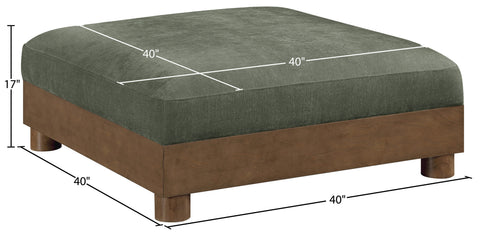Kira Green Chenille Fabric Upholstered Ottoman, 1 Piece