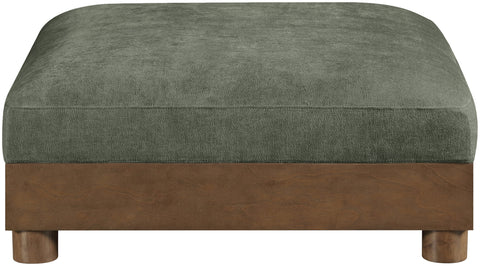 Kira Green Chenille Fabric Upholstered Ottoman, 1 Piece