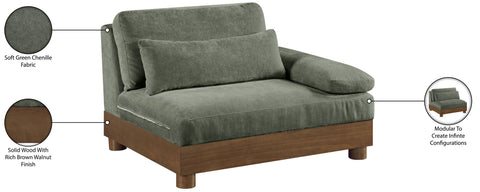 Kira Green Chenille Fabric Upholstered Right Arm Chair, 1 Piece