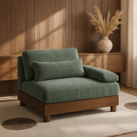Kira Green Chenille Fabric Upholstered Right Arm Chair, 1 Piece