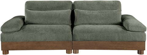 Kira 95.5" Green Chenille Fabric Upholstered Sofa, 2-Piece
