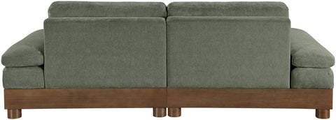 Kira 95.5" Green Chenille Fabric Upholstered Sofa, 2-Piece