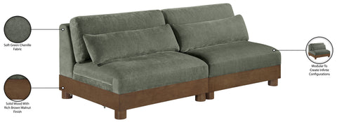 Kira 80" Green Chenille Fabric Upholstered Sofa, 2-Piece