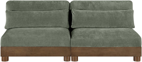 Kira 80" Green Chenille Fabric Upholstered Sofa, 2-Piece