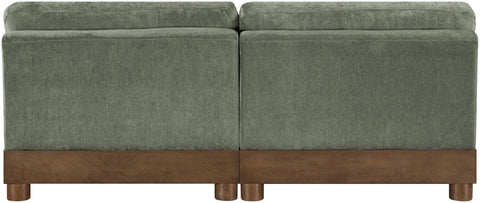 Kira 80" Green Chenille Fabric Upholstered Sofa, 2-Piece
