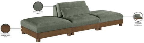 Kira 120" Green Chenille Fabric Upholstered Sofa, 3-Piece (Style 2)