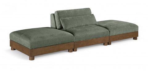 Kira 120" Green Chenille Fabric Upholstered Sofa, 3-Piece (Style 2)