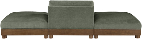 Kira 120" Green Chenille Fabric Upholstered Sofa, 3-Piece (Style 2)