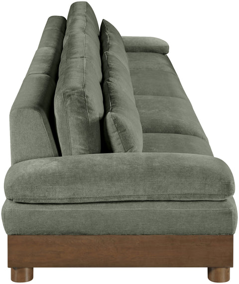 Kira 175.5" Green Chenille Fabric Upholstered Sofa, 4-Piece