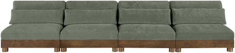 Kira 160" Green Chenille Fabric Upholstered Sofa, 4-Piece