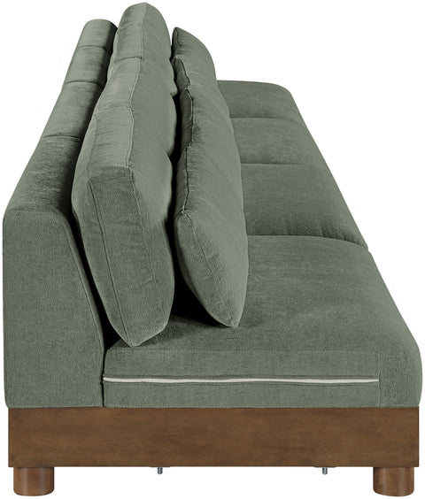 Kira 160" Green Chenille Fabric Upholstered Sofa, 4-Piece