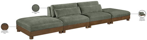 Kira 160" Green Chenille Fabric Upholstered Sofa, 4-Piece (Style 2)