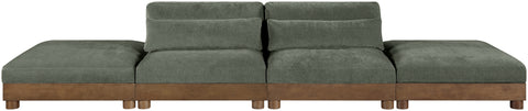Kira 160" Green Chenille Fabric Upholstered Sofa, 4-Piece (Style 2)