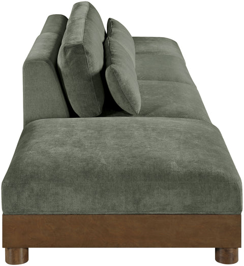 Kira 160" Green Chenille Fabric Upholstered Sofa, 4-Piece (Style 2)