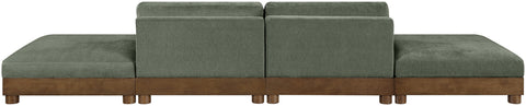Kira 160" Green Chenille Fabric Upholstered Sofa, 4-Piece (Style 2)