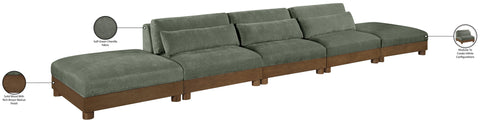 Kira 200" Green Chenille Fabric Upholstered Sofa, 5-Piece