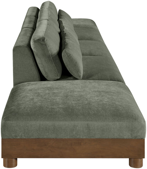 Kira 200" Green Chenille Fabric Upholstered Sofa, 5-Piece