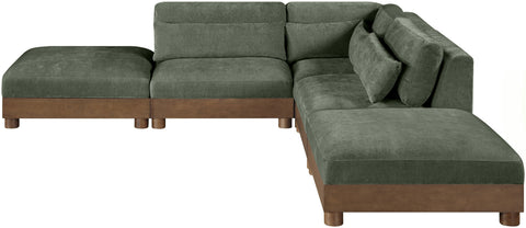 Kira 120" Green Chenille Fabric Upholstered Sectional, 5-Piece (Style 2)