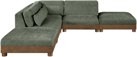 Kira 120" Green Chenille Fabric Upholstered Sectional, 5-Piece (Style 2)