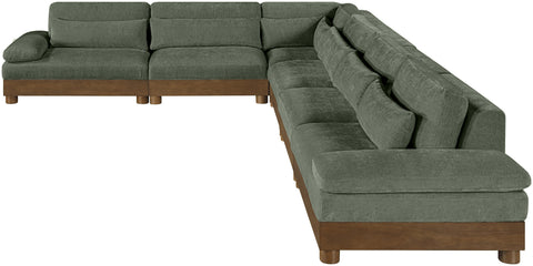 Kira 167.75" Green Chenille Fabric Upholstered Sectional, 6-Piece