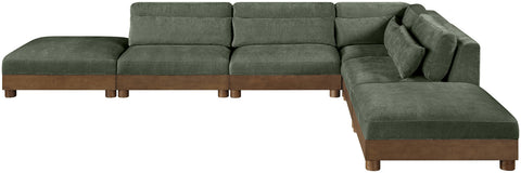 Kira 160" Green Chenille Fabric Upholstered Sectional, 6-Piece