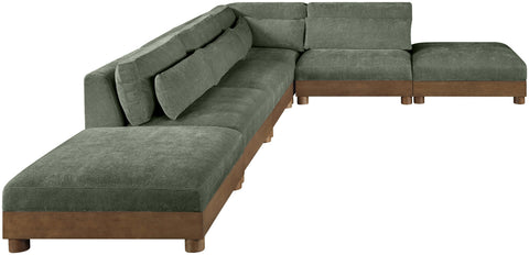 Kira 160" Green Chenille Fabric Upholstered Sectional, 6-Piece