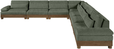 Kira 167.75" Green Chenille Fabric Upholstered Sectional, 7-Piece