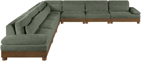 Kira 167.75" Green Chenille Fabric Upholstered Sectional, 7-Piece